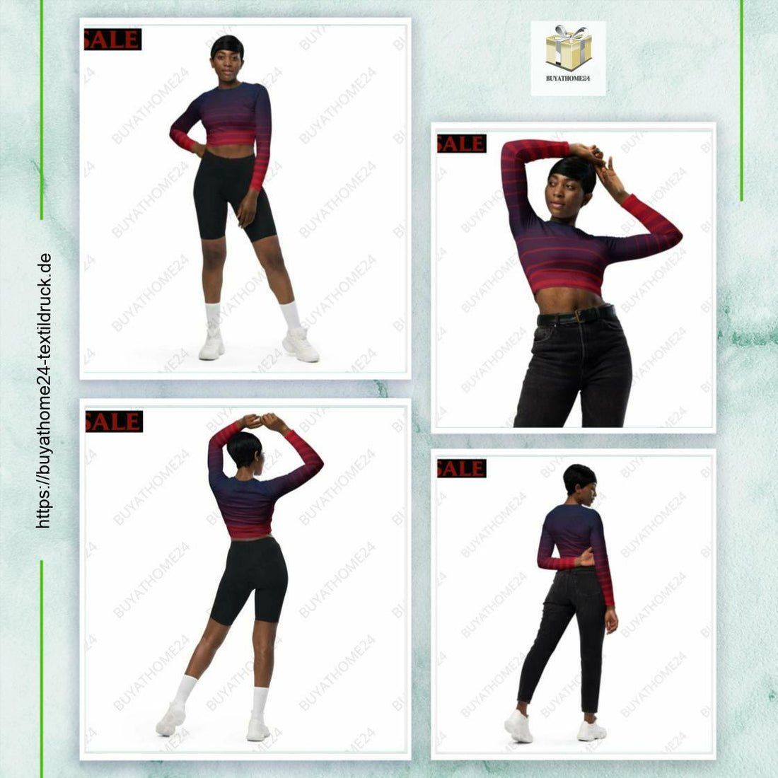 * Langarm Crop Top 2XS-6XL - BUYATHOME24 - Textildruck