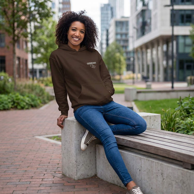Unisex Hoodie mit Deutschland Grafik, bestickt, Baumwolle, Kapuzenpullover, in S-5XL, von BUYATHOME24