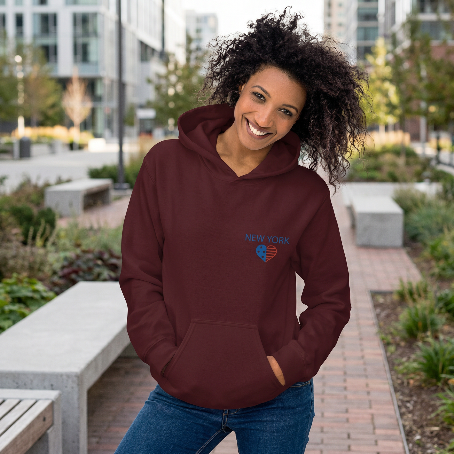 Grafik Unisex Hoodie mit New York Design, Baumwoll-Mix, in S-5XL, bequem und stylisch, von BUYATHOME24