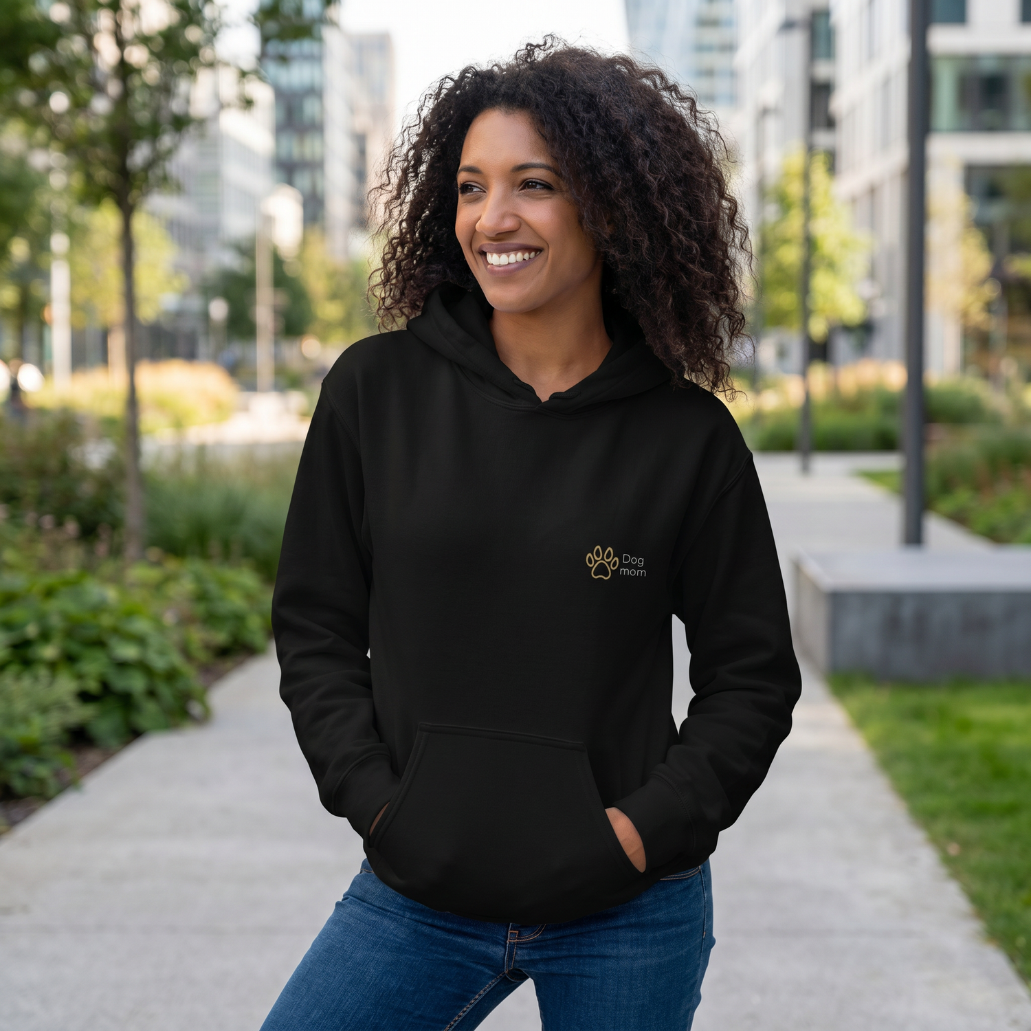 Hoodie für Hundemütter aus Baumwolle, unisex, bestickt, in den Größen S bis 5XL, grau mit Hundemotiv, bequem und stylisch