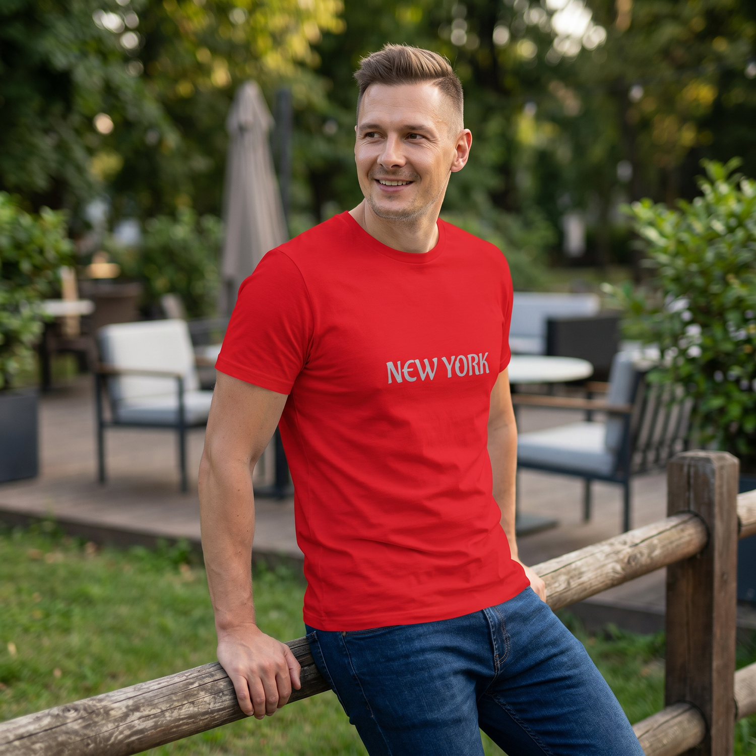 Grafik Unisex T-Shirt aus Baumwolle mit New York Design, bedruckbar, in Größen S bis 5XL, von BUYATHOME24