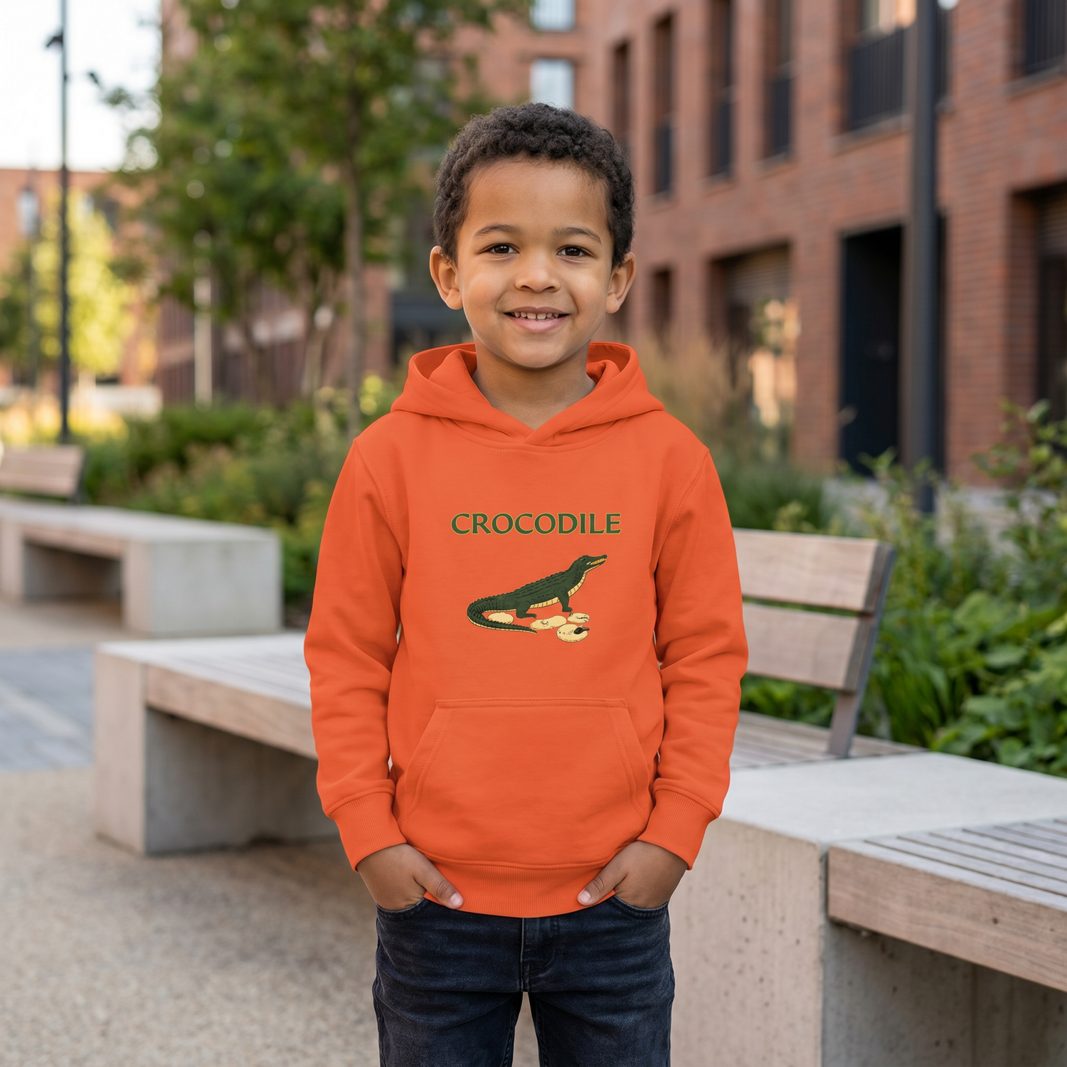 Unisex Kinder Hoodie mit Krokodil-Print, Baumwolle, für 4-12 Jahre, bequemer Kapuzenpullover von BUYATHOME24
