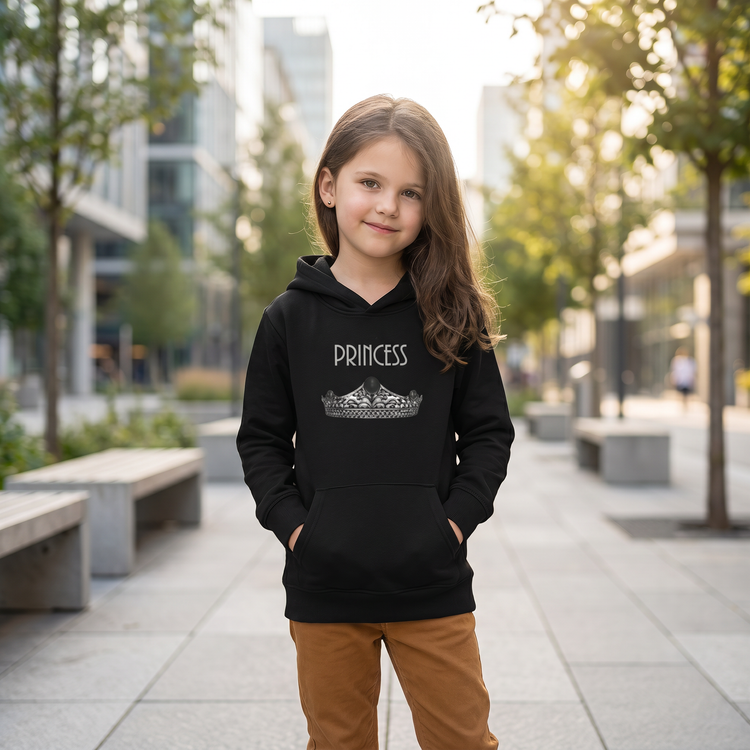 Blauer Baumwoll-Hoodie für Mädchen mit Princess-Grafik, Kapuzenpullover für 4-12 Jahre, von BUYATHOME24