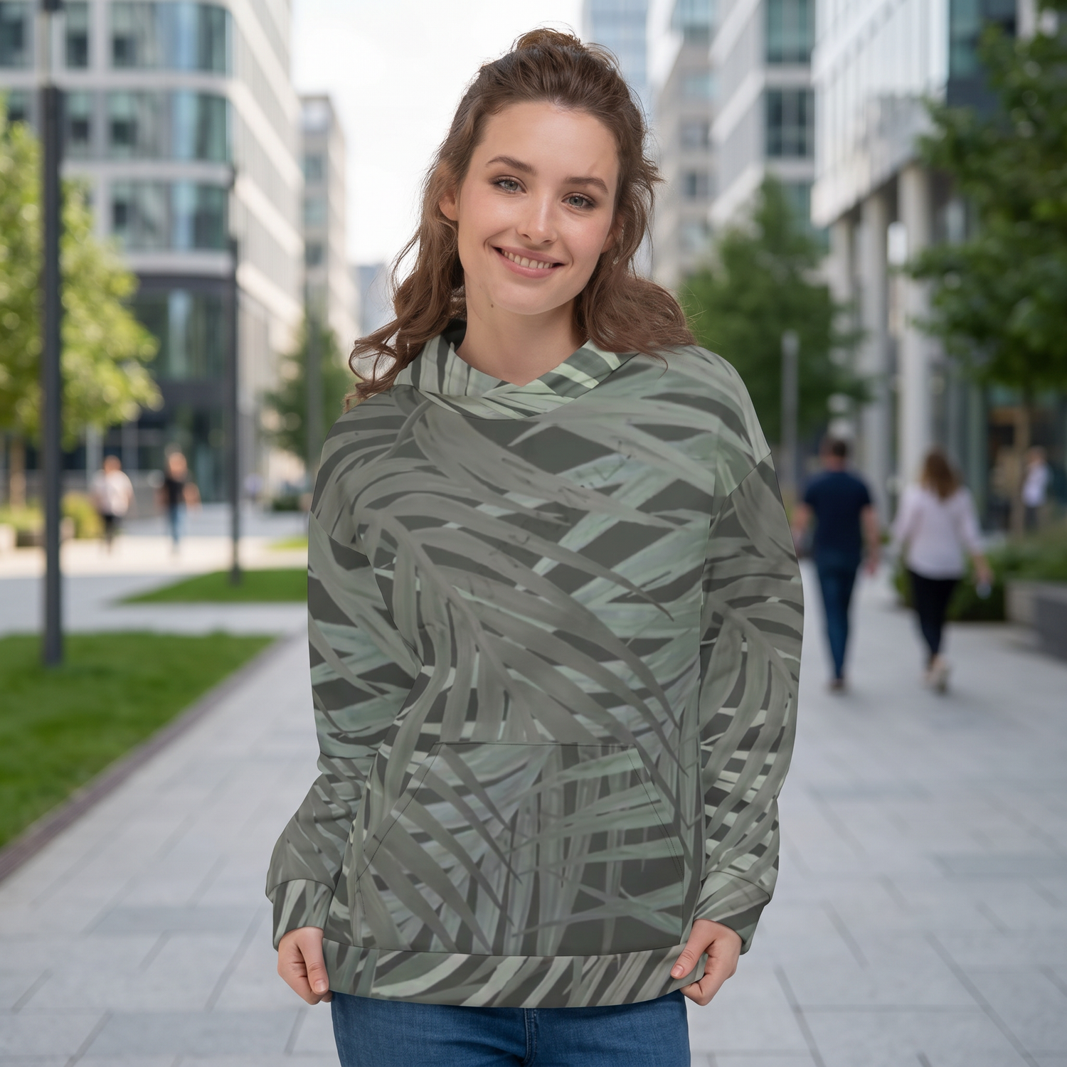 Damen Hoodie mit Blattmuster, Rückenprint, Kapuzenpullover in XS-3XL, bequemes Sweatshirt von BUYATHOME24.