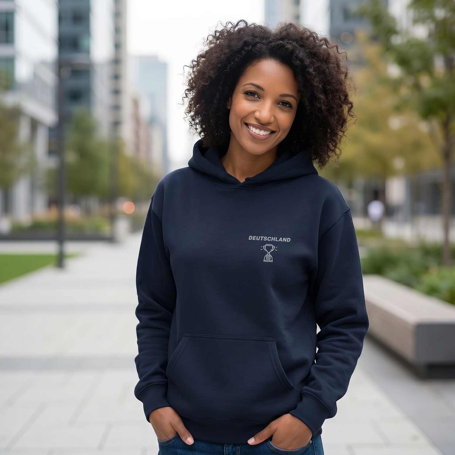 Grafik Unisex Hoodie von BUYATHOME24 in Baumwollmix mit Deutschland-Design, doppelte Kapuze, Größen S bis 5XL.