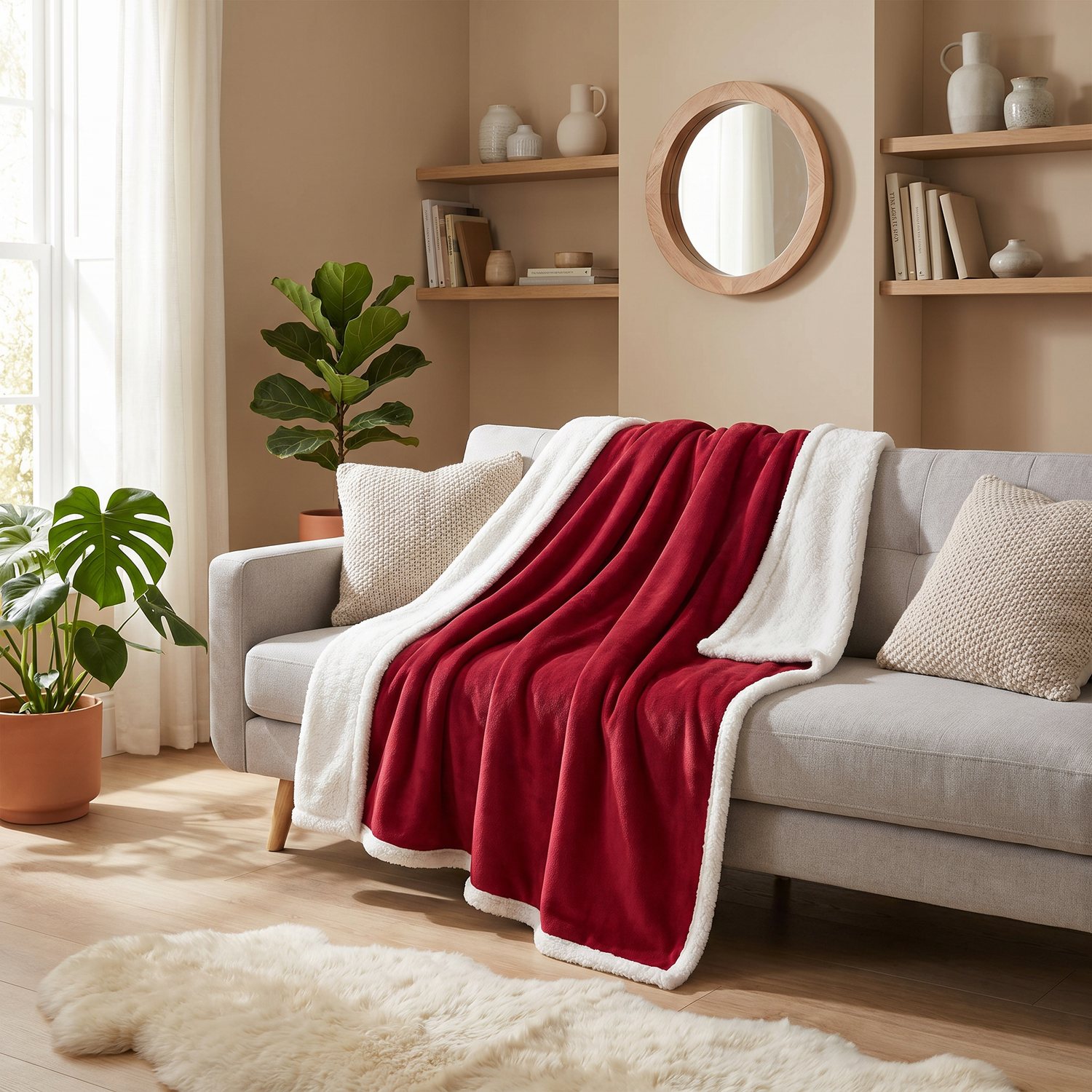 Weiche Polyester-Wohndecke von BUYATHOME24, hypoallergen, 125x150 cm oder 150x200 cm, ideal für gemütliche Abende auf dem Sofa