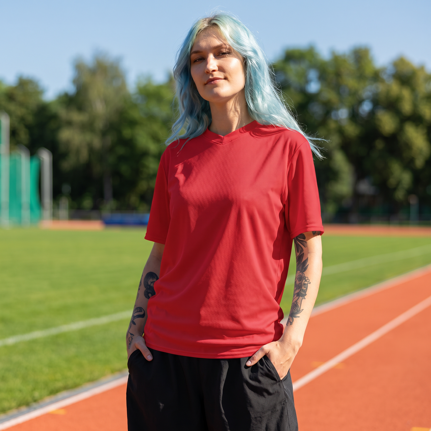 Unisex Fußballshirt mit V-Ausschnitt, 2XS-6XL, aus Zwei-Wege-Stretch, von BUYATHOME24, für Herren und Damen, sportlich und bequem