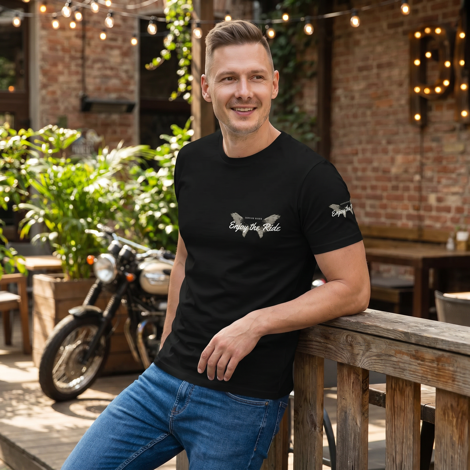 Unisex Grafik-T-Shirt aus Bio-Baumwolle im Biker-Stil, Freizeit-T-Shirt in S-5XL, modisches T-Shirt von BUYATHOME24