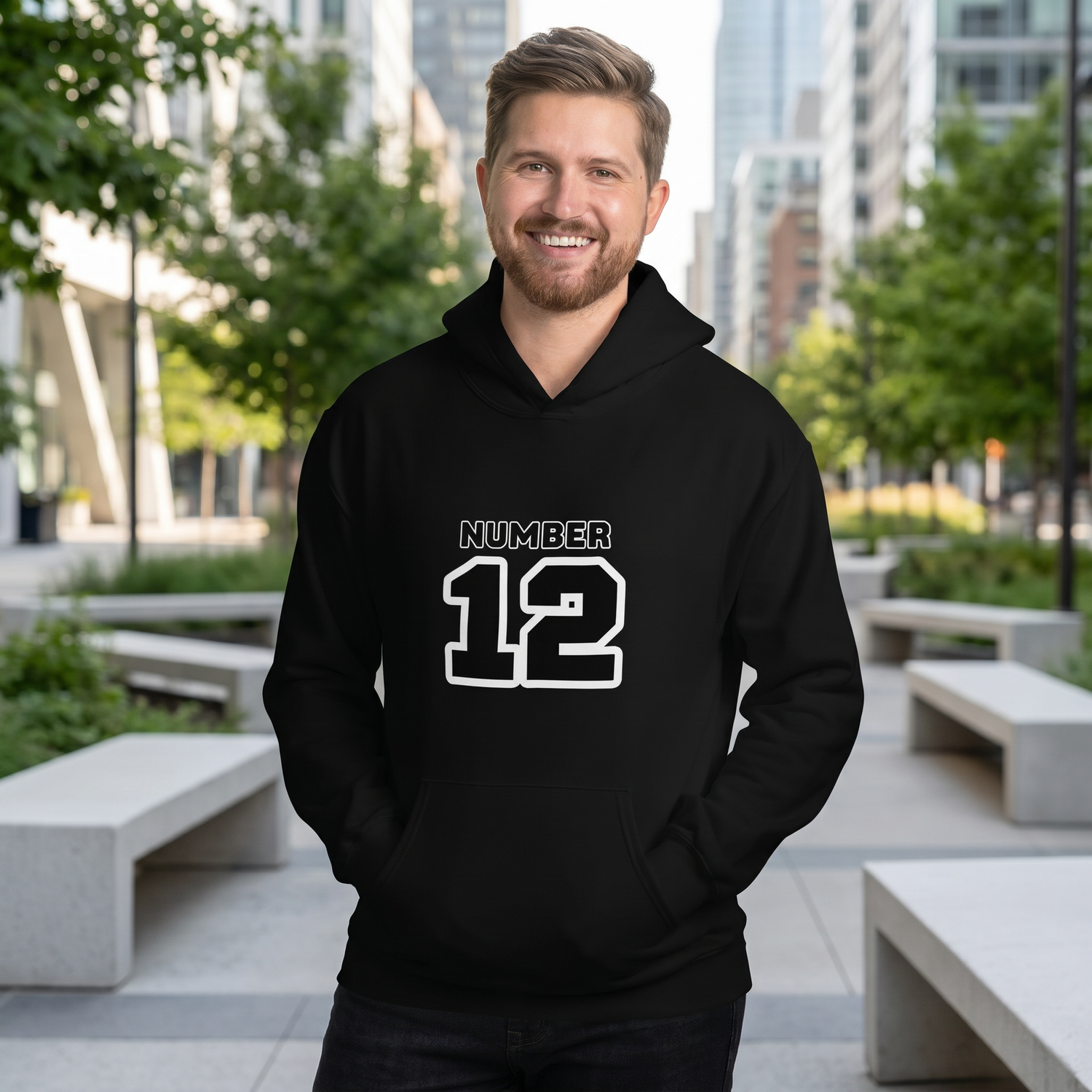 Grafik Unisex Hoodie von BUYATHOME24, Kapuzenpullover mit Nummer 12, für Herren und Damen, in S-5XL.