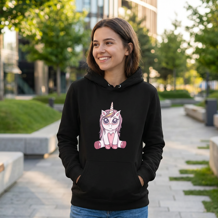 Mädchen Hoodie mit Einhorn-Print, Baumwoll-Grafikpullover für Kinder von 4 bis 12 Jahren, bequem und bunt.