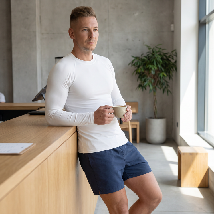 Unisex Langarm-Sportshirt mit UV-Schutz von BUYATHOME24, in XS bis 3XL, zeigt das atmungsaktive, sportliche Design.