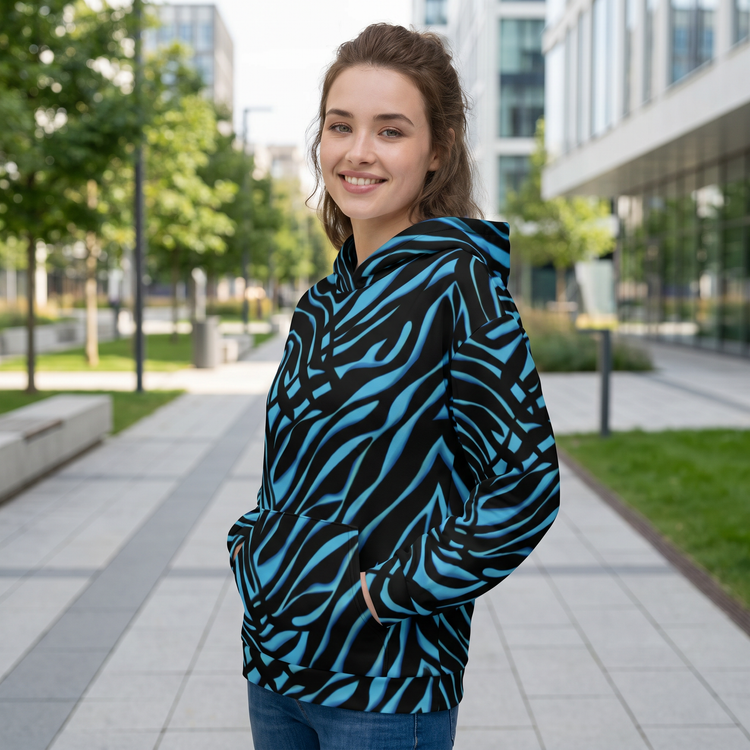 Zebra Grafik Damen Hoodie mit Rückenprint, Kapuzenpullover, BUYATHOME24, in XS bis 3XL, bequemer Damen Hoodie mit Tiermuster