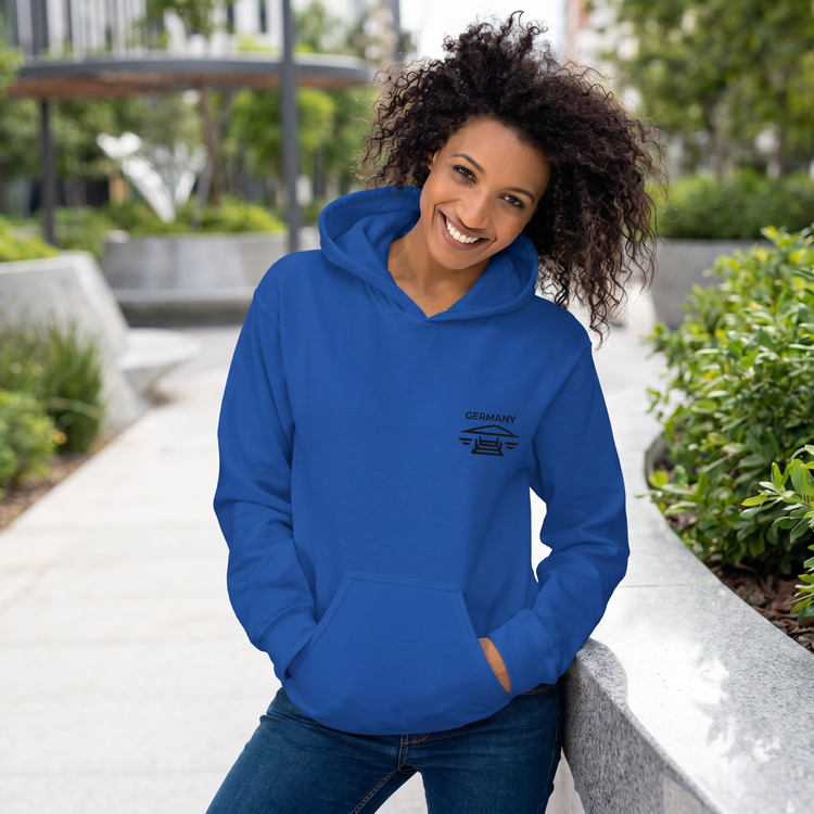 Unisex Hoodie mit Deutschland-Grafik aus Baumwolle, Kordelzug, in Größe S bis 5XL, bequemes Streetwear-Design.