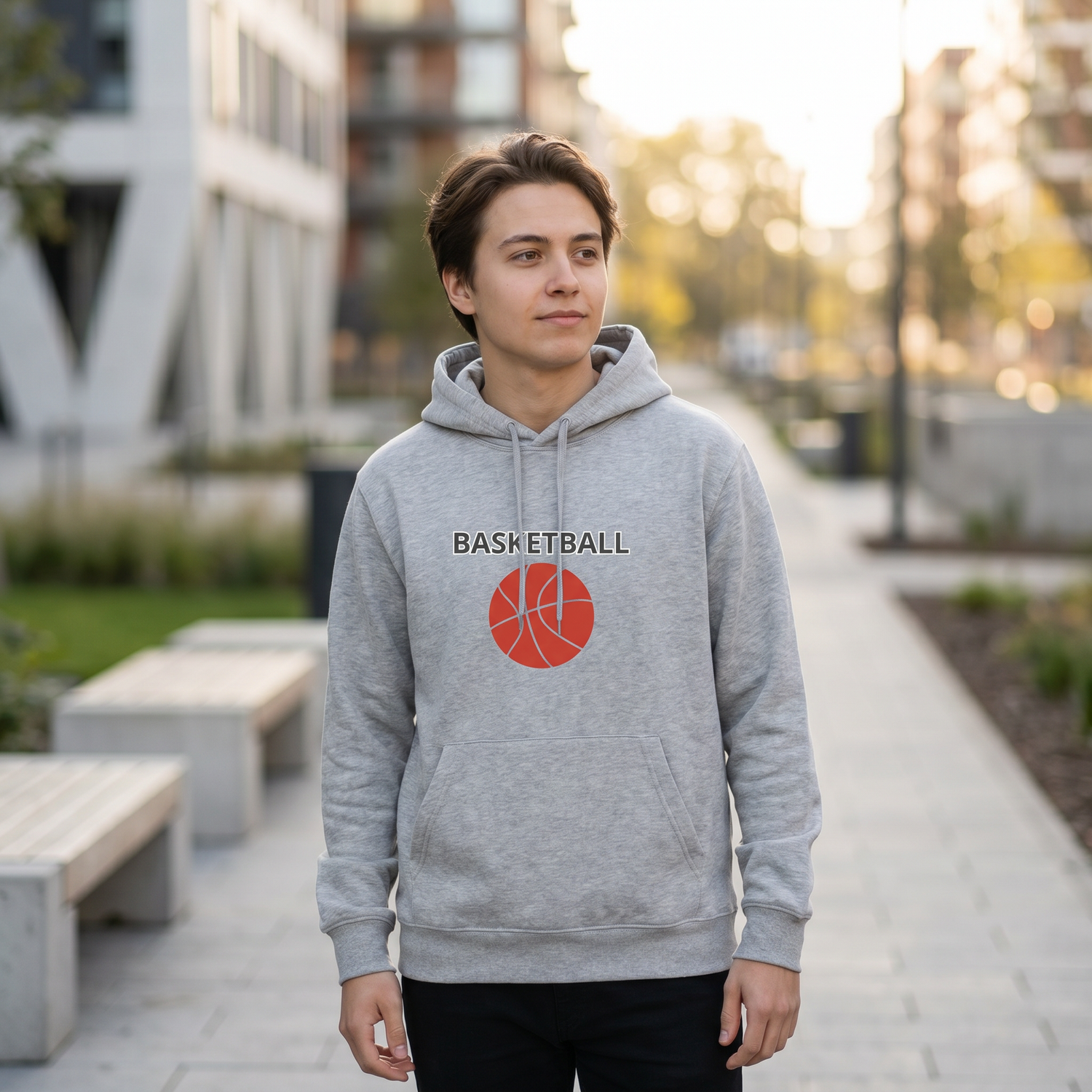 Grafik Unisex Kinder-Hoodie mit Basketball-Design für Jungen und Mädchen, sportlicher Kapuzenpullover für 4-12 Jahre