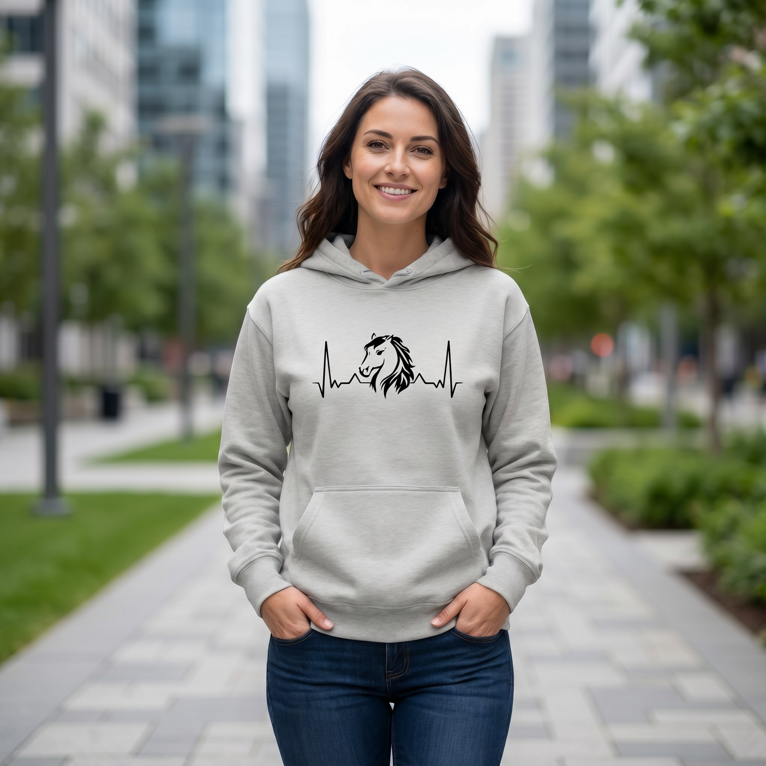 Damen Hoodie mit Pferde-Tierdruck, grafischer Kapuzenpullover in S bis 3XL, bequemer Freizeitpullover von BUYATHOME24