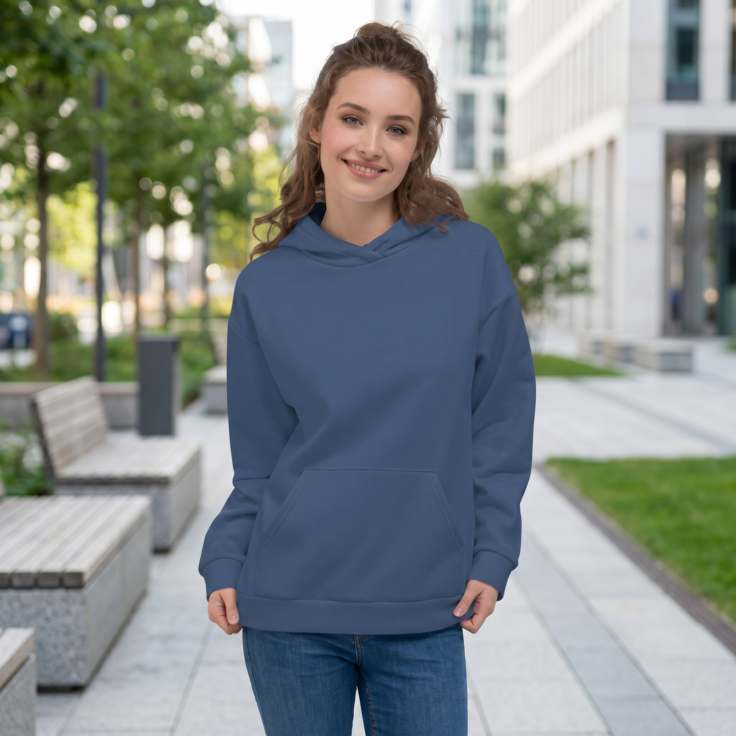 Unisex Hoodie mit Allover-Print in Blau, Baumwollmaterial, bequem, für Damen und Herren, in XS bis 3XL, von BUYATHOME24