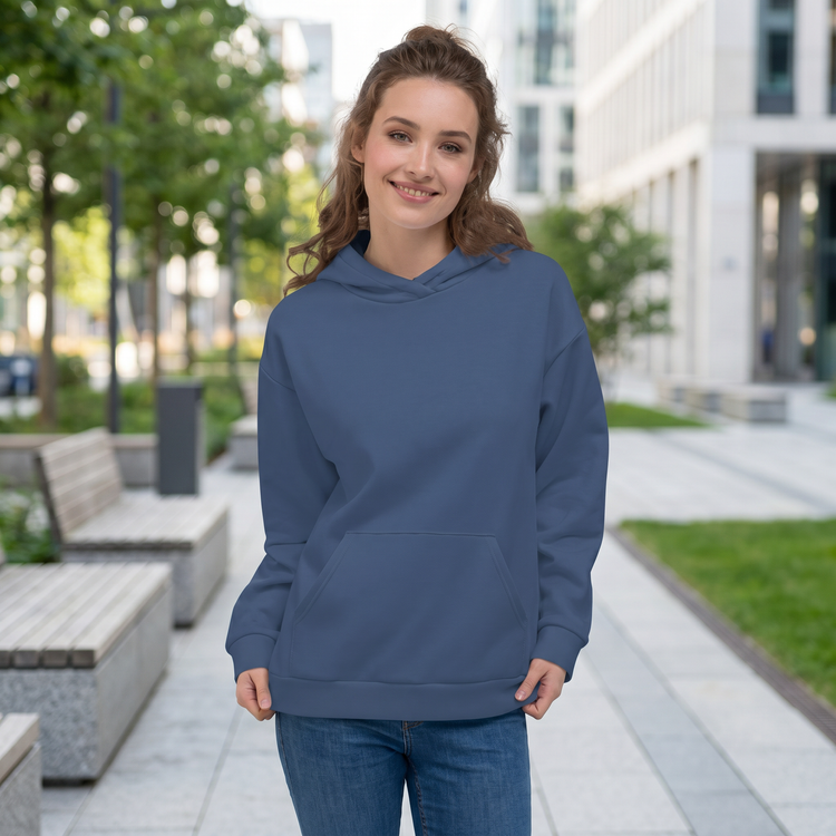 Unisex Hoodie mit Allover-Print in Blau, Baumwollmaterial, bequem, für Damen und Herren, in XS bis 3XL, von BUYATHOME24