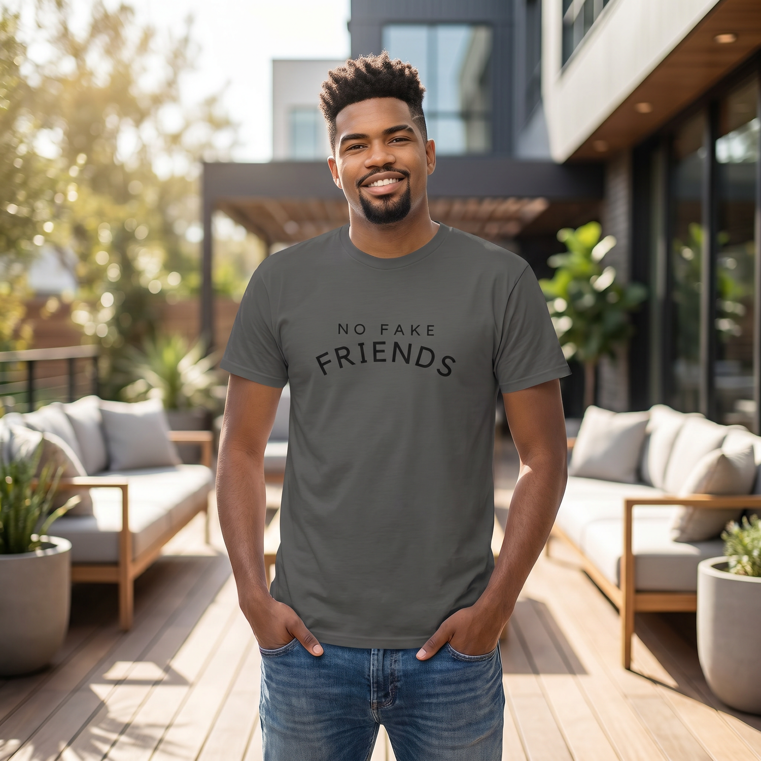 Generated lifestyle image for Unisex Grafik T-Shirt aus Baumwolle, Rundhals, S-5XL