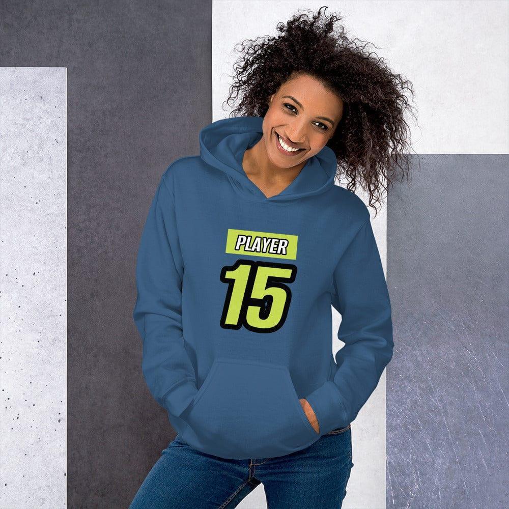 Indigoblauer Damen-Grafik-Hoodie von BUYATHOME24, bedruckbar, Baumwolle, Kapuzenpullover in S-5XL, entspannte Passform
