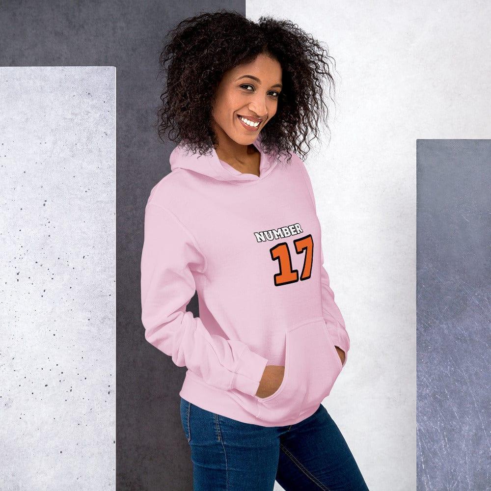 Grafik Damen Hoodie von BUYATHOME24, Baumwolle, bedruckbar, in Schwarz, mit Nummer 17 Design, für Damen, Größen S bis 5XL