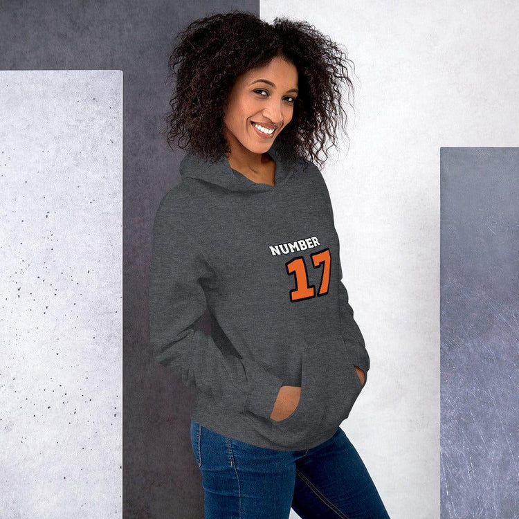 Grafik Damen Hoodie von BUYATHOME24, bedruckbarer Kapuzenpullover aus Baumwolle in S-5XL, sichtbar mit Druck auf der Vorderseite.