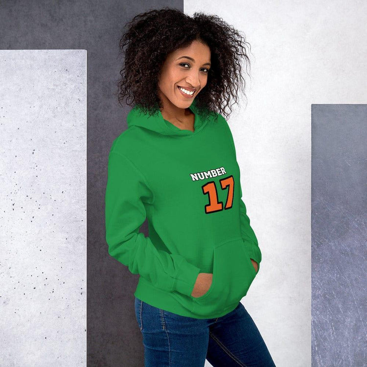 Grafik Damen Hoodie von BUYATHOME24 aus Baumwolle, bedruckbar, in S-5XL, mit großem Druck auf der Vorderseite.