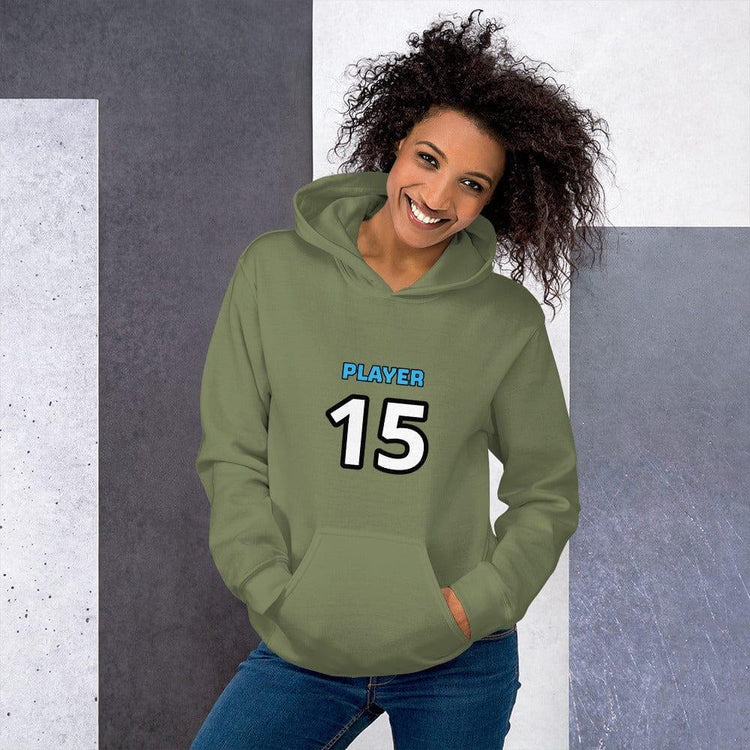 Grauer Damen Hoodie mit Druck, Baumwolle, bequem, in S-5XL, mit militärischem Design, von BUYATHOME24.