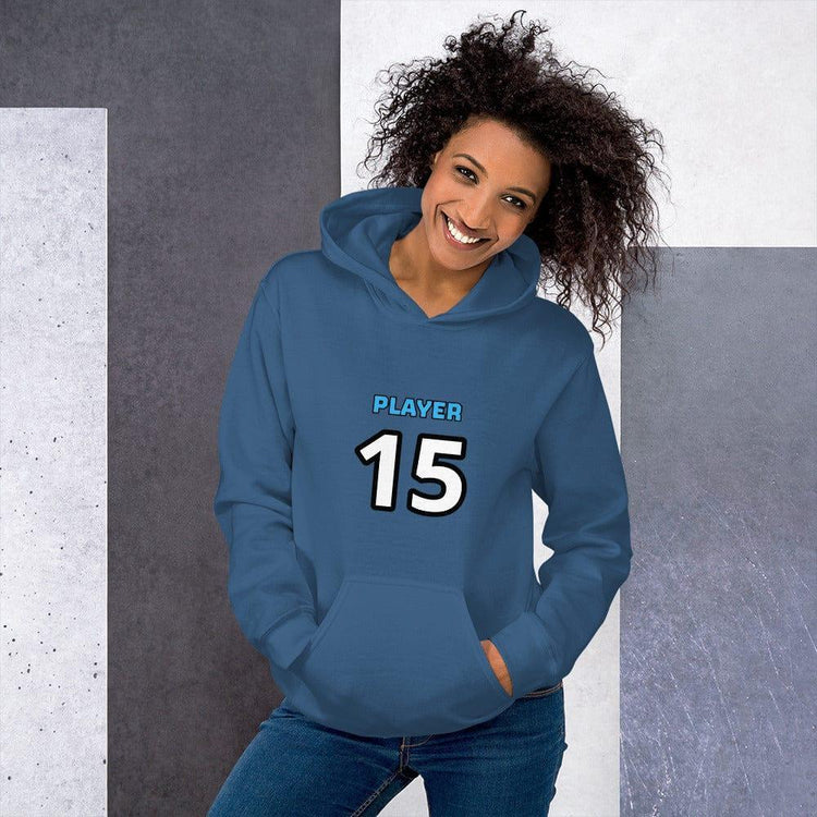Indigoblauer Damen-Grafik-Hoodie von BUYATHOME24, bedruckbar, Baumwolle, Kapuzenpullover in den Größen S bis 5XL.