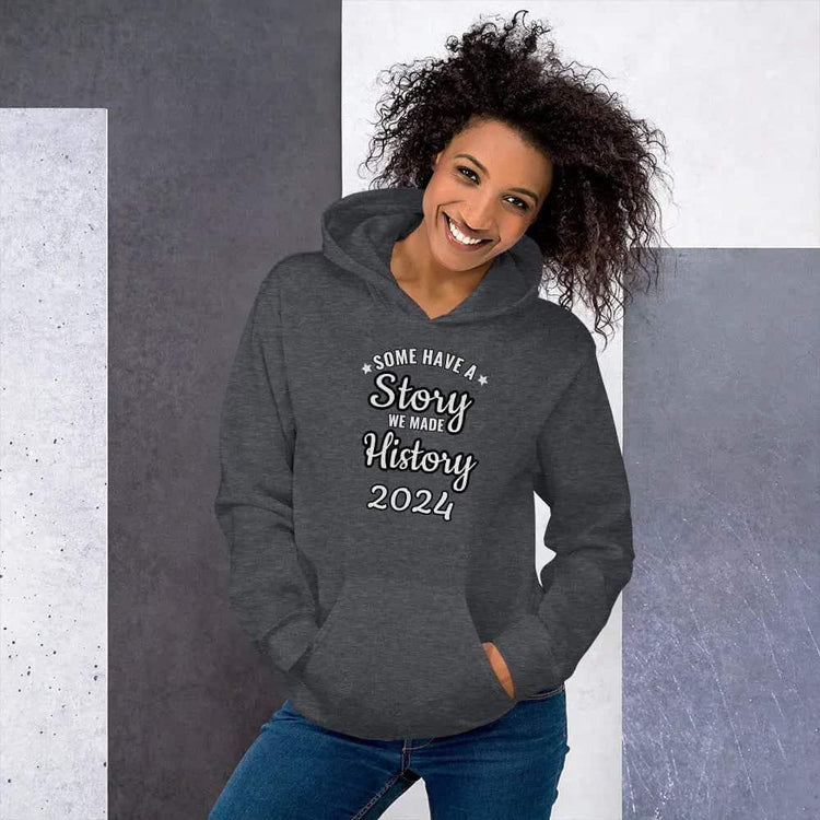 Damen Hoodie mit Grafikdruck in dunkles Heather, personalisierbar, Baumwolle, Größen S bis 5XL, von BUYATHOME24