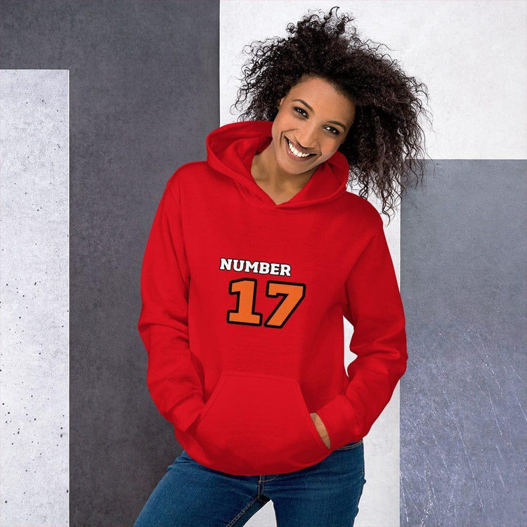 Roter Damen-Hoodie mit Grafikdruck, Baumwolle, in Größen S-5XL, von BUYATHOME24, bequem und bedruckbar.
