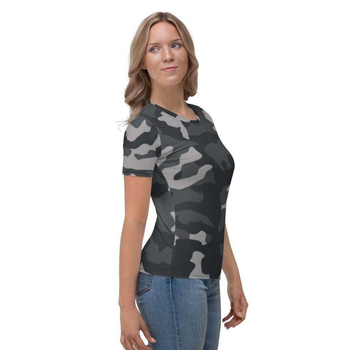 Damen Sportshirt von BUYATHOME24 in XS bis 2XL, aus Vier-Wege-Stretch, zeigt das bequeme, atmungsaktive Textildruck-Design.
