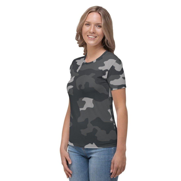 Damen Sportshirt von BUYATHOME24 in XS bis 2XL, mit Vier-Wege-Stretch, angenehm sitzend, Textildruck, sportliche Passform
