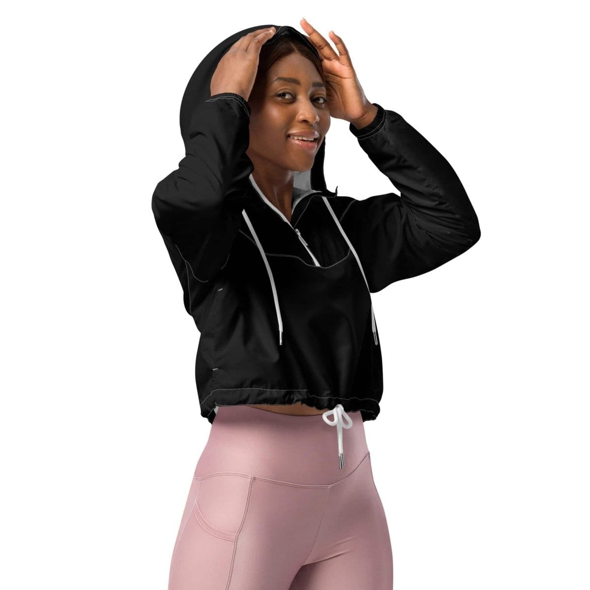 Damen Sportjacke Bauchfrei von BUYATHOME24, wasserdicht und atmungsaktiv mit Allover-Print, in XS bis 2XL.