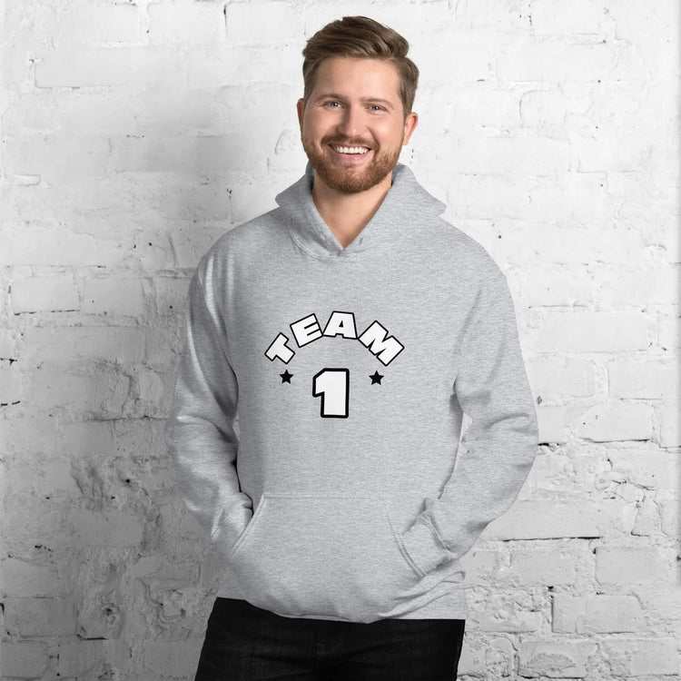 Grafik Unisex Hoodie von BUYATHOME24, Sportgrau, Baumwolle, für Herren und Damen, in S-5XL, mit Druck auf der Vorderseite