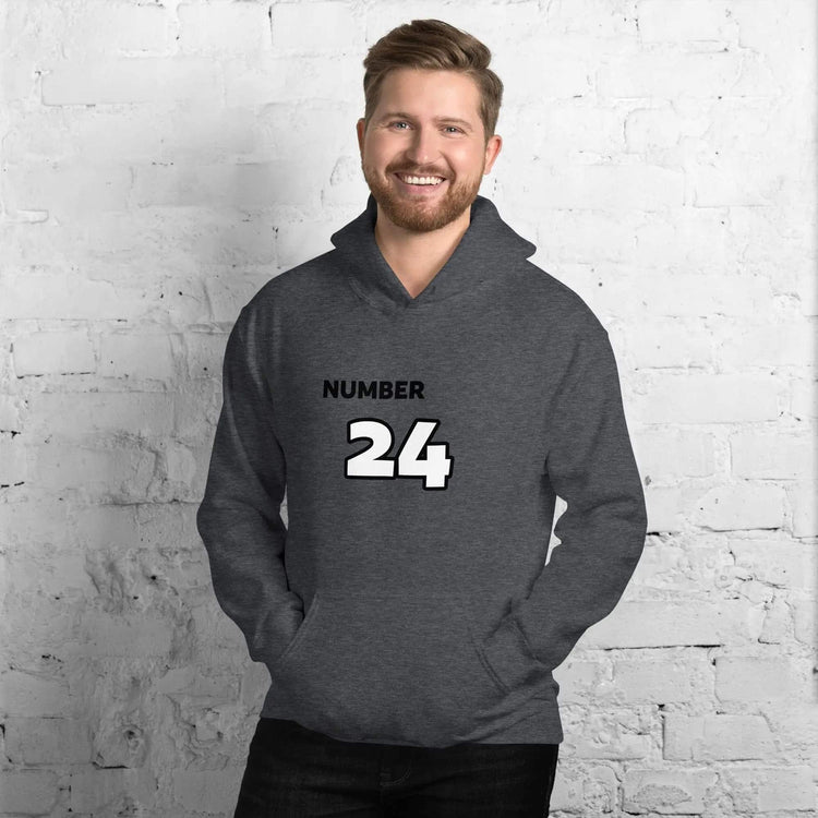 Grafik Kapuzenpullover für Herren und Damen, BUYATHOME24, dunkel Heather, mit Nummer 24 Design, Unisex Hoodie S-5XL