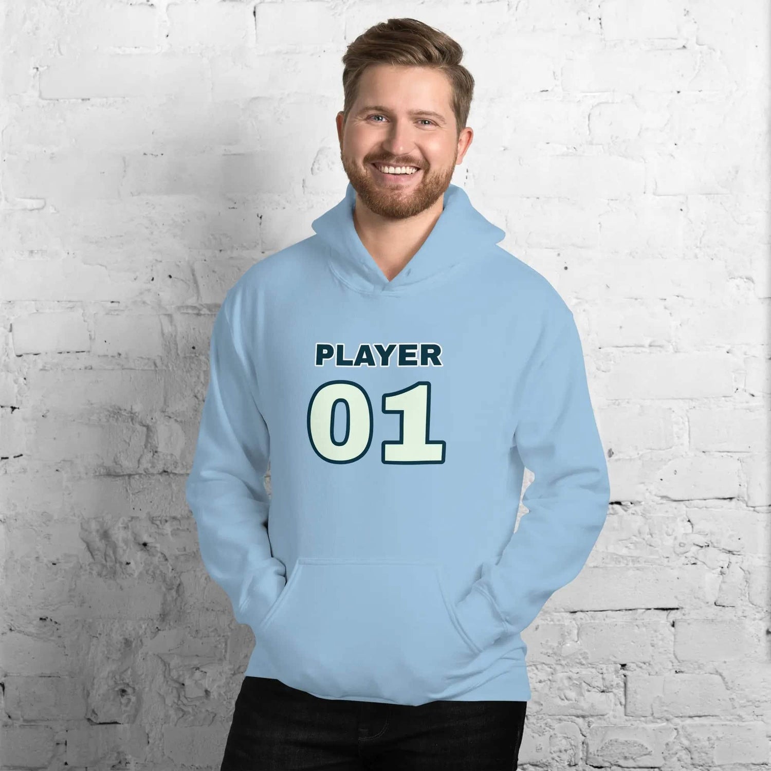 Hellblauer unisex Hoodie mit Grafikdruck, Baumwolle, in S bis 5XL, bequem für Herren und Damen von BUYATHOME24.