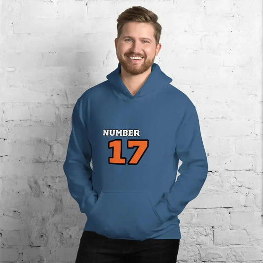 Indigoblauer unisex Hoodie mit Grafikdruck in Größe S-5XL, aus Baumwolle, von BUYATHOME24, bequem und modisch.