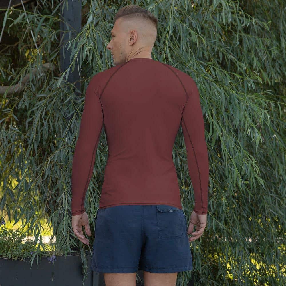 Dunkelrotes Herren Langarm-Sportshirt von BUYATHOME24, Vier-Wege-Stretch, UV-Schutz, für Sport und Freizeit, in XS-3XL