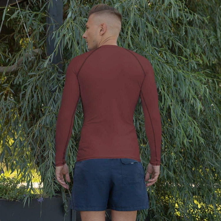 Dunkelrotes Herren Langarm-Sportshirt von BUYATHOME24, Vier-Wege-Stretch, UV-Schutz, für Sport und Freizeit, in XS-3XL