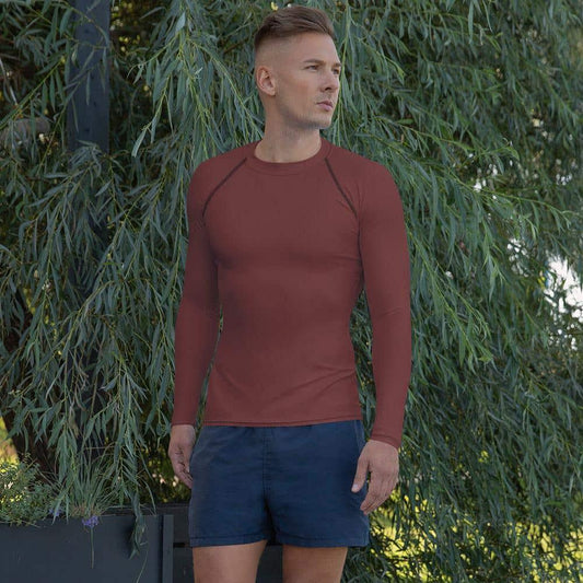 Herren Langarm-Sportshirt von BUYATHOME24, dunkelrot, vier-wege-stretch, UV-Schutz, unisex, in XS bis 3XL