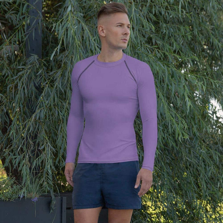 Violettes Herren Sportshirt mit 4-Wege-Stretch, langärmlig, unisex, in XS bis 3XL, bedruckbar, von BUYATHOME24