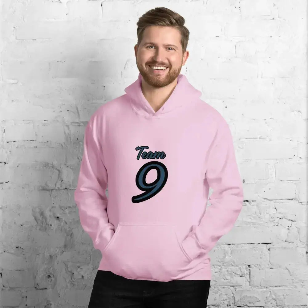 Grauer unisex Hoodie mit Grafikprint in Hellpink von BUYATHOME24, Baumwollmaterial, für Herren und Damen, Größe S bis 5XL