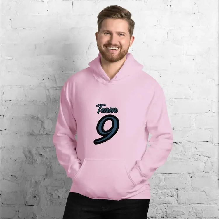 Grauer unisex Hoodie mit Grafikprint in Hellpink von BUYATHOME24, Baumwollmaterial, für Herren und Damen, Größe S bis 5XL