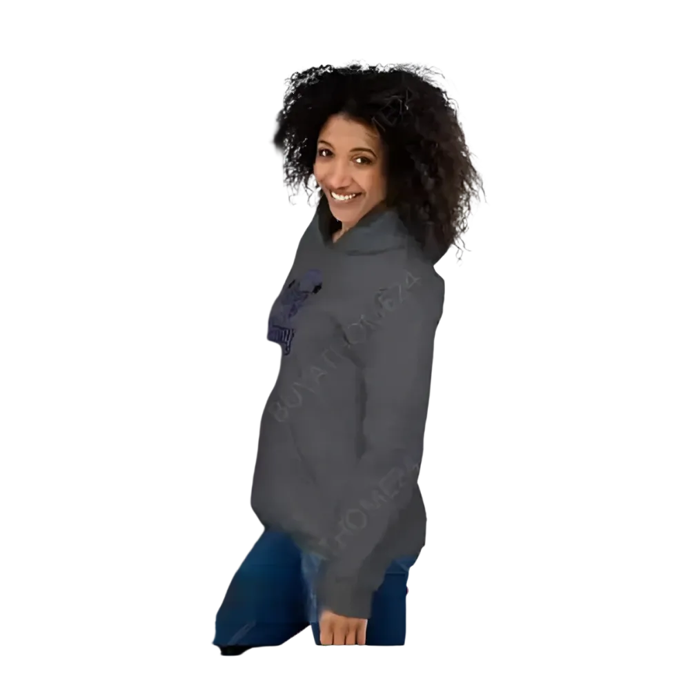 Grauer unisex Kapuzenpullover aus Baumwolle mit Grafik, für Herren und Damen, in S bis 5XL, von BUYATHOME24.