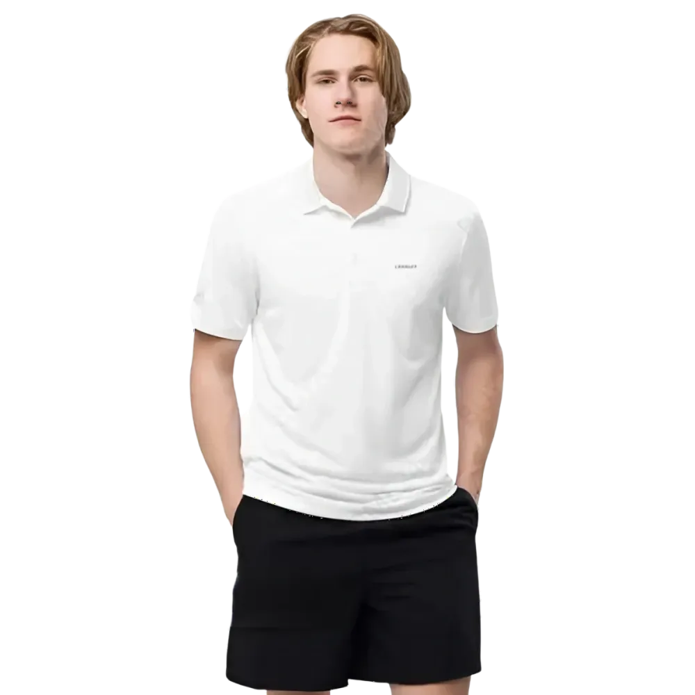 Weißes Adidas Unisex Poloshirt, schnelltrocknend, enger Schnitt, vorne sichtbar, für S bis 2XL, hochwertiges Sport- und Freizeitshirt.