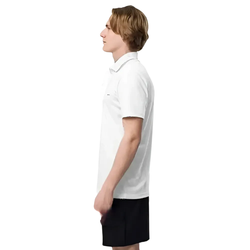 Weißes Adidas Unisex Poloshirt aus atmungsaktivem Polyester, sportlich und bequem, in S bis 2XL für Damen und Herren.