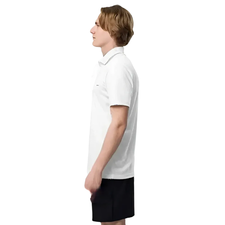 Weißes Adidas Unisex Poloshirt aus atmungsaktivem Polyester, sportlich und bequem, in S bis 2XL für Damen und Herren.