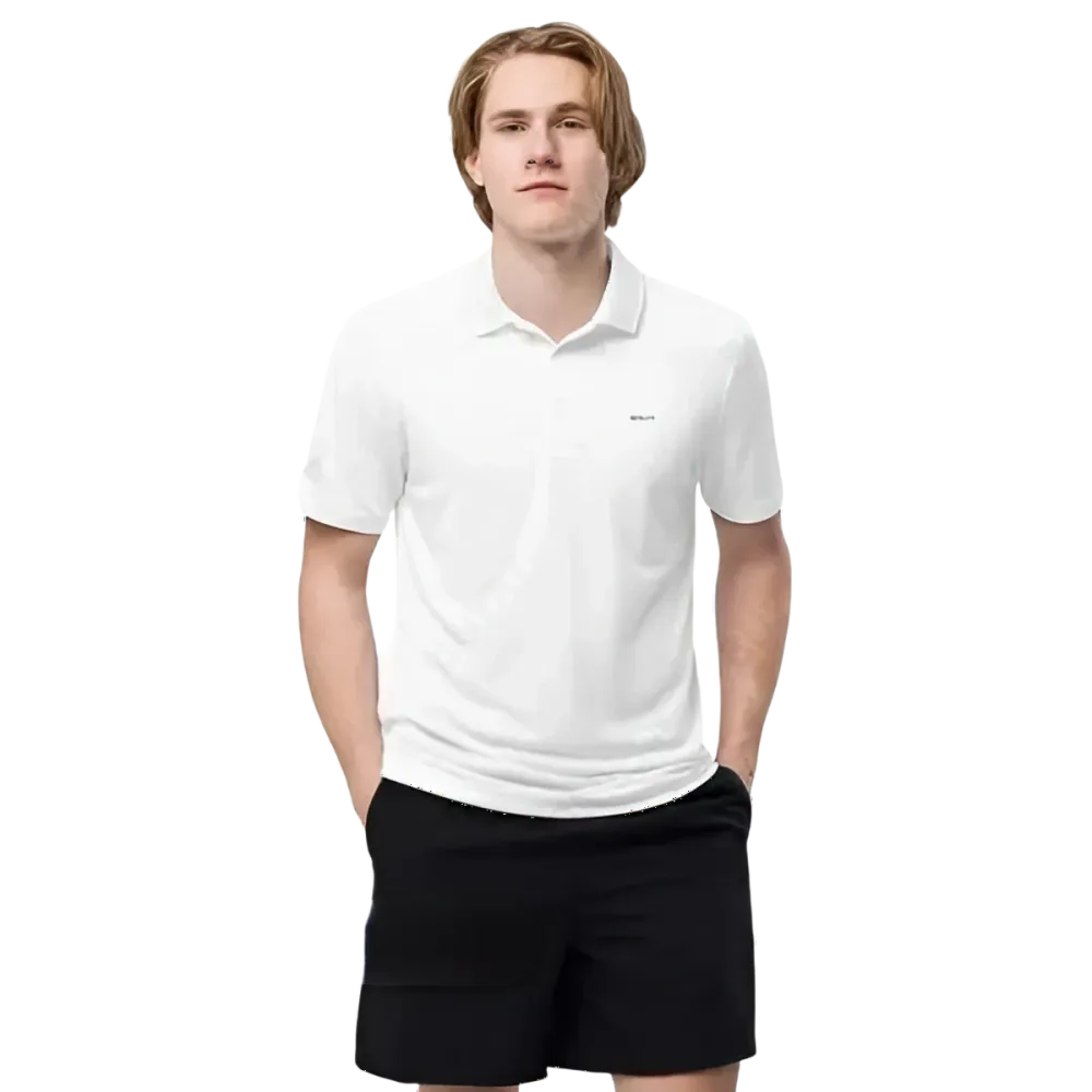 Weißes Adidas Unisex Poloshirt aus Polyester, atmungsaktives Sportshirt mit Kragen und Knopfleiste, für Damen und Herren.