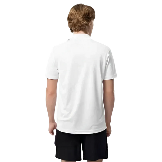 Weißes Adidas Unisex Poloshirt aus Climacool Polyester, Rückenansicht, für Training und Freizeit, Größen S bis 2XL