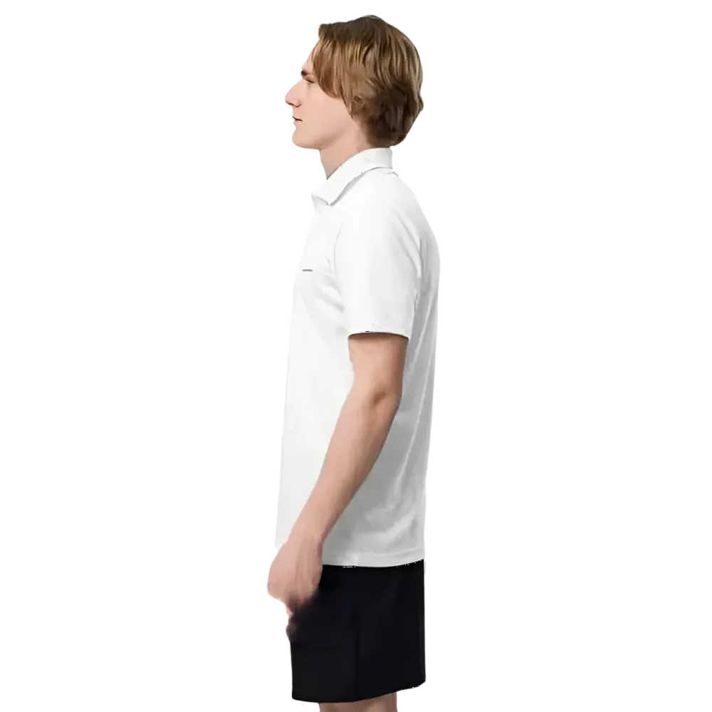 Weißes Adidas Unisex Poloshirt aus schnelltrocknendem Polyester, sportlich und bequem, für S bis 2XL Größe.